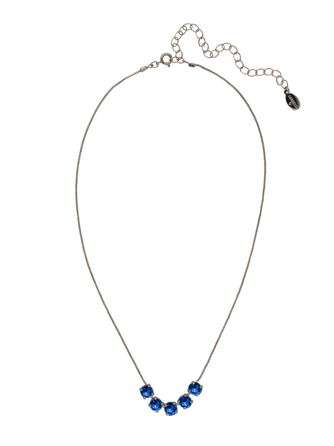 Shaughna Tennis Necklace - NFC84ASSAP - <p>The Shaughna Tennis Necklace features five crystals on a delicate adjustable chain. From Sorrelli's Sapphire collection in our Antique Silver-tone finish.</p>