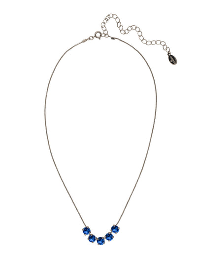 Shaughna Tennis Necklace - NFC84ASSAP - <p>The Shaughna Tennis Necklace features five crystals on a delicate adjustable chain. From Sorrelli's Sapphire collection in our Antique Silver-tone finish.</p>