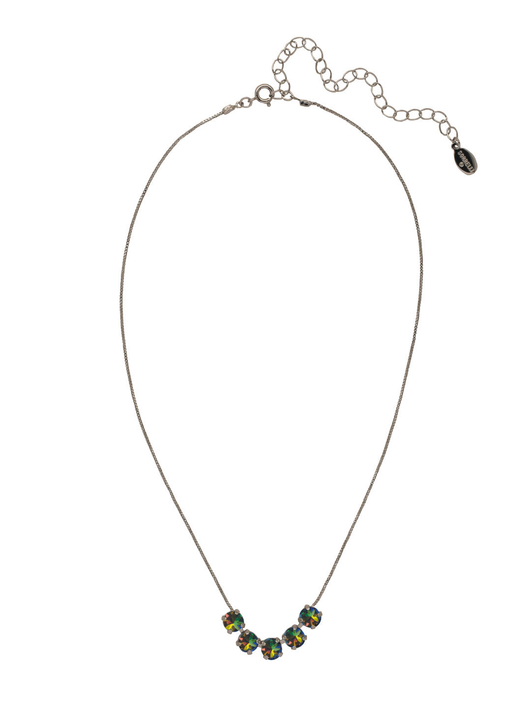Shaughna Tennis Necklace - NFC84ASVO - <p>The Shaughna Tennis Necklace features five crystals on a delicate adjustable chain. From Sorrelli's Volcano collection in our Antique Silver-tone finish.</p>