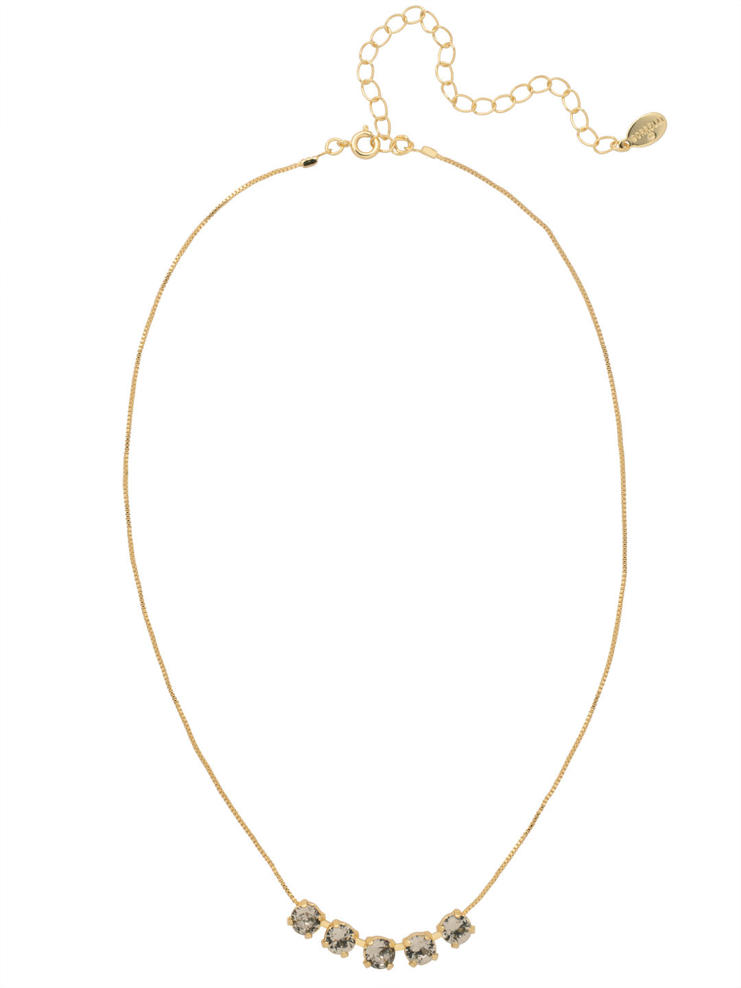 Shaughna Tennis Necklace - NFC84BGBD - <p>The Shaughna Tennis Necklace features five crystals on a delicate adjustable chain. From Sorrelli's Black Diamond collection in our Bright Gold-tone finish.</p>