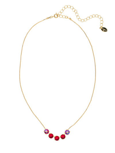 Shaughna Tennis Necklace - NFC84BGCB - <p>The Shaughna Tennis Necklace features five crystals on a delicate adjustable chain. From Sorrelli's Cranberry collection in our Bright Gold-tone finish.</p>