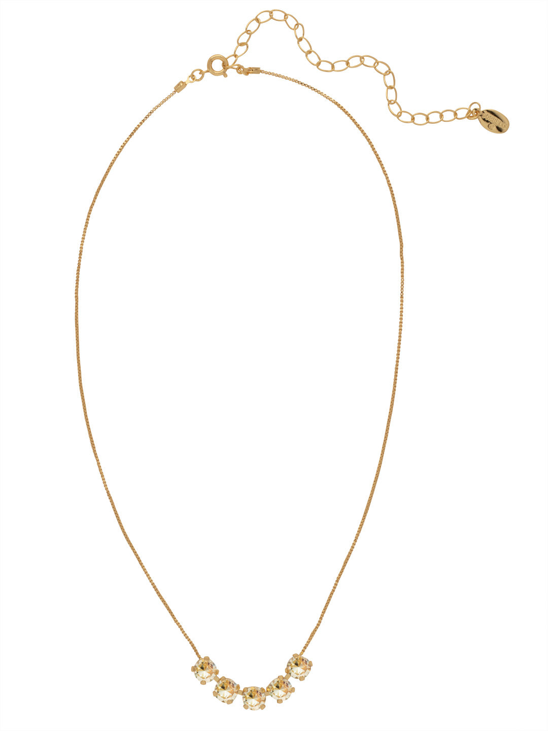 Shaughna Tennis Necklace - NFC84BGCCH - <p>The Shaughna Tennis Necklace features five crystals on a delicate adjustable chain. From Sorrelli's Crystal Champagne collection in our Bright Gold-tone finish.</p>