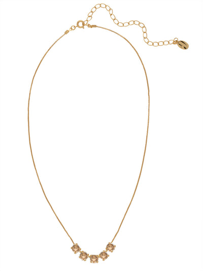 Shaughna Tennis Necklace - NFC84BGDCH - <p>The Shaughna Tennis Necklace features five crystals on a delicate adjustable chain. From Sorrelli's Dark Champagne collection in our Bright Gold-tone finish.</p>