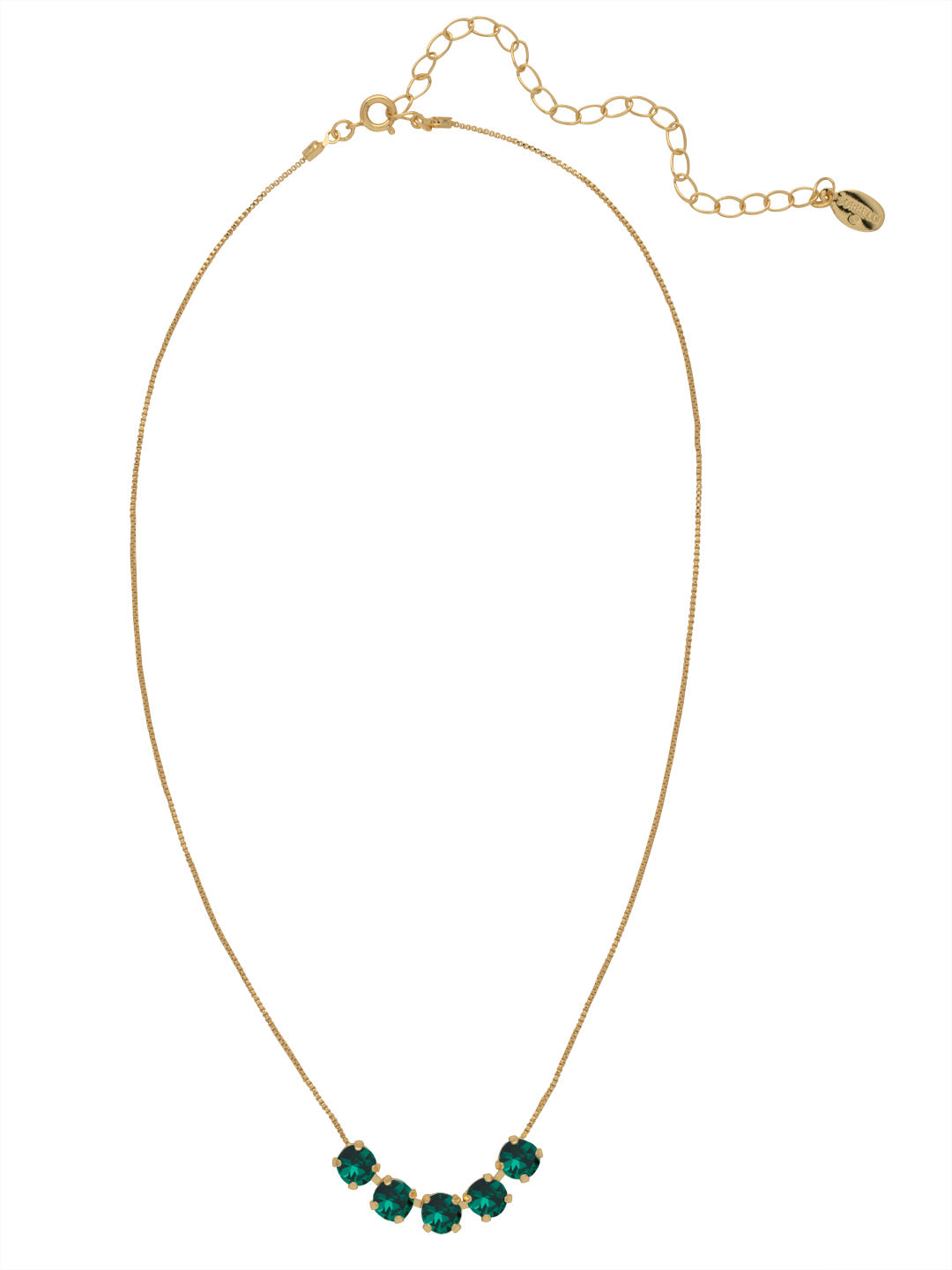 Shaughna Tennis Necklace - NFC84BGEME - <p>The Shaughna Tennis Necklace features five crystals on a delicate adjustable chain. From Sorrelli's Emerald collection in our Bright Gold-tone finish.</p>