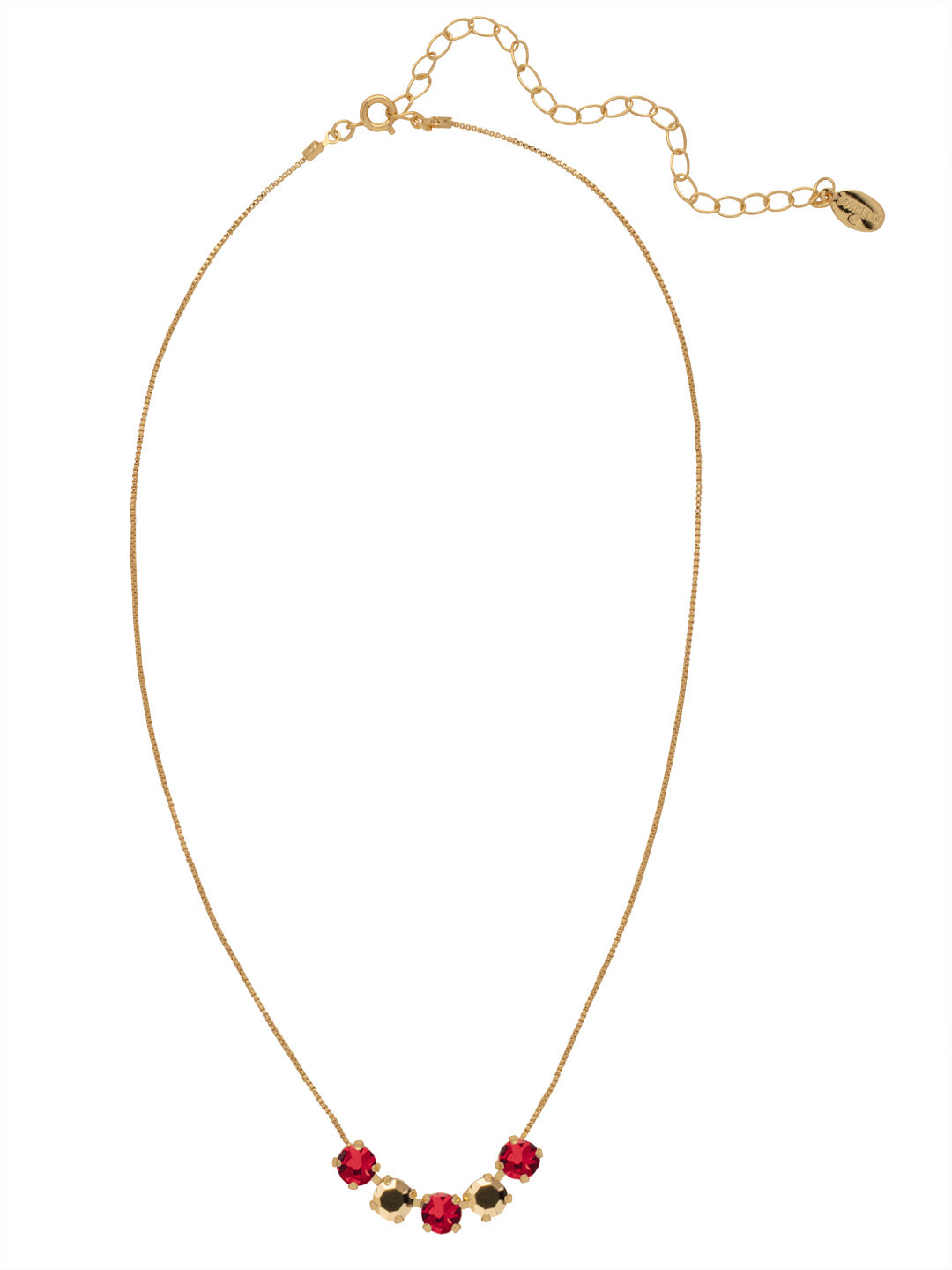 Shaughna Tennis Necklace - NFC84BGGGA - <p>The Shaughna Tennis Necklace features five crystals on a delicate adjustable chain. From Sorrelli's Go Garnet collection in our Bright Gold-tone finish.</p>