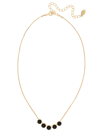 Shaughna Tennis Necklace - NFC84BGJET - <p>The Shaughna Tennis Necklace features five crystals on a delicate adjustable chain. From Sorrelli's Jet collection in our Bright Gold-tone finish.</p>