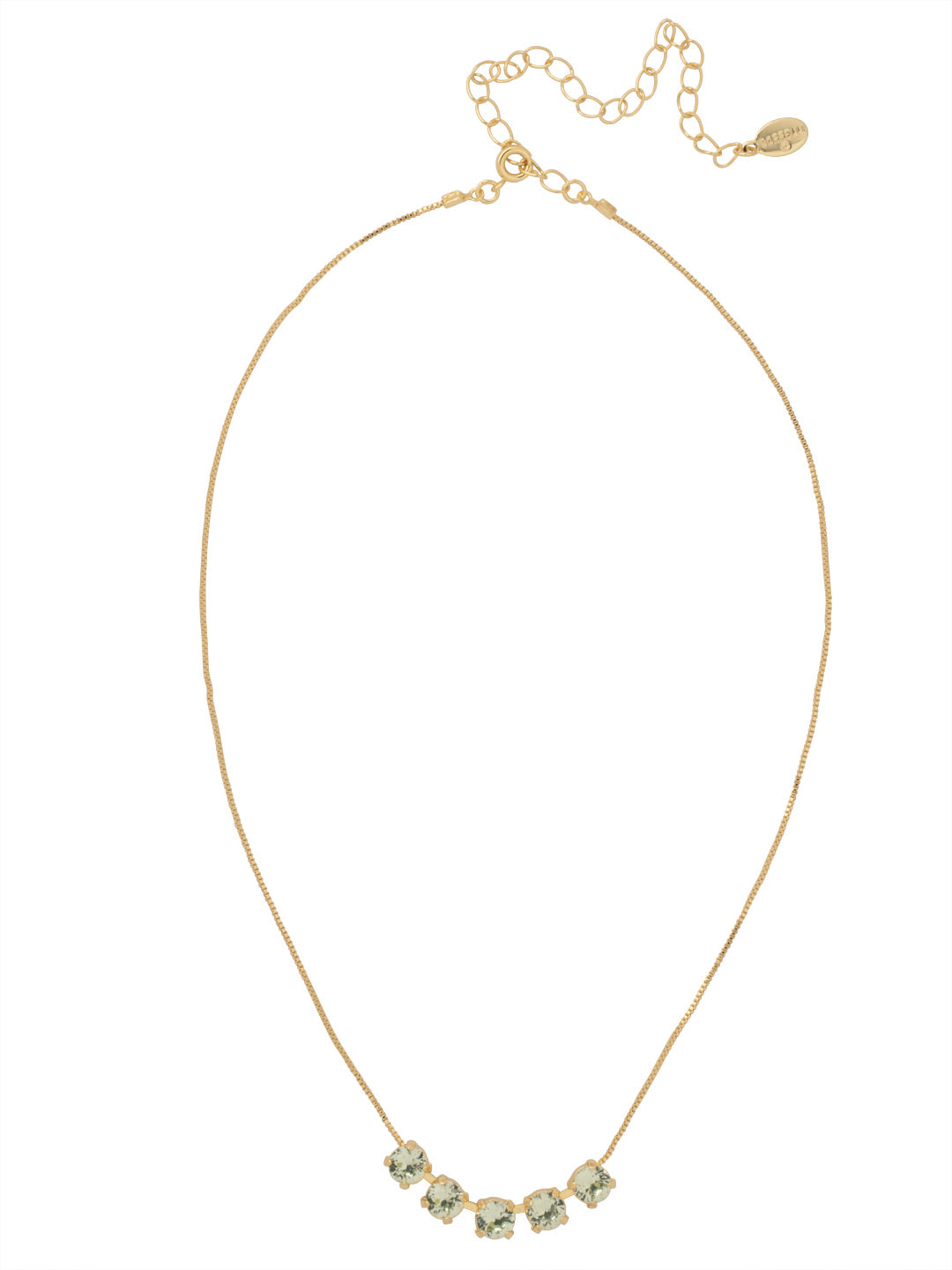 Shaughna Tennis Necklace - NFC84BGMIN - <p>The Shaughna Tennis Necklace features five crystals on a delicate adjustable chain. (16-20 inches) From Sorrelli's Mint collection in our Bright Gold-tone finish.</p>