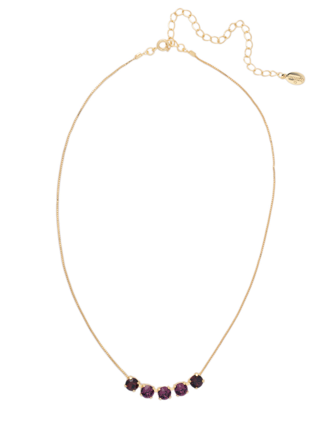 Shaughna Tennis Necklace - NFC84BGMRL - <p>The Shaughna Tennis Necklace features five crystals on a delicate adjustable chain. From Sorrelli's Merlot collection in our Bright Gold-tone finish.</p>