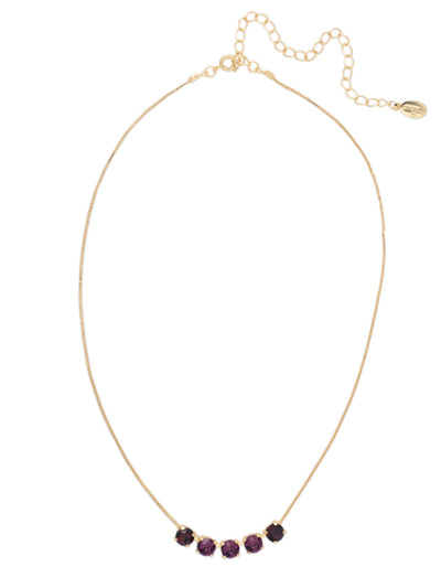 Shaughna Tennis Necklace - NFC84BGMRL - <p>The Shaughna Tennis Necklace features five crystals on a delicate adjustable chain. From Sorrelli's Merlot collection in our Bright Gold-tone finish.</p>