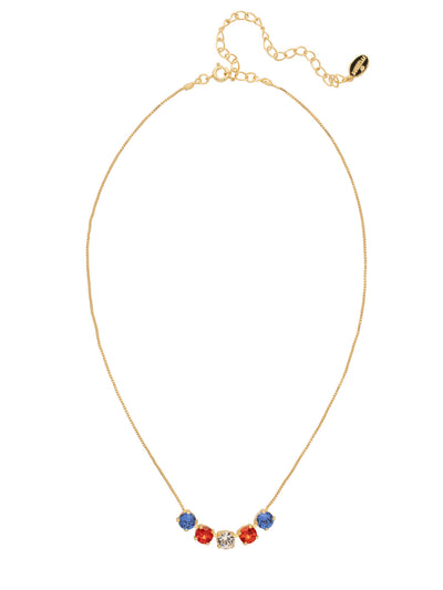 Shaughna Tennis Necklace - NFC84BGOCR - <p>The Shaughna Tennis Necklace features five crystals on a delicate adjustable chain. From Sorrelli's Orange Crush collection in our Bright Gold-tone finish.</p>