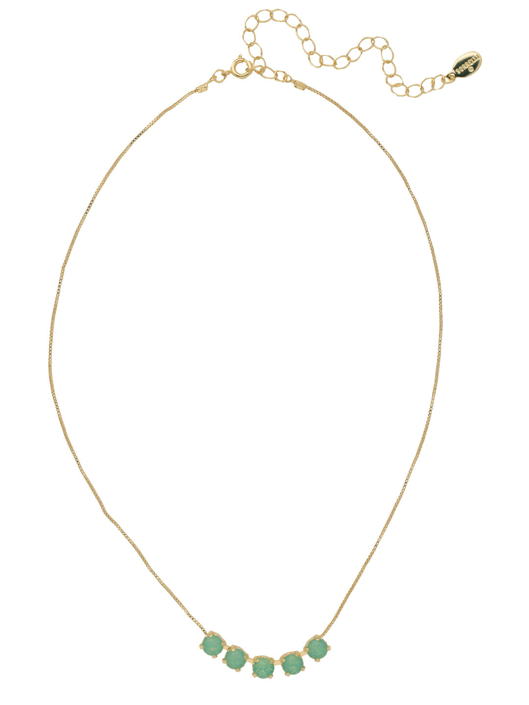 Shaughna Tennis Necklace - NFC84BGPAC - <p>The Shaughna Tennis Necklace features five crystals on a delicate adjustable chain. From Sorrelli's Pacific Opal collection in our Bright Gold-tone finish.</p>