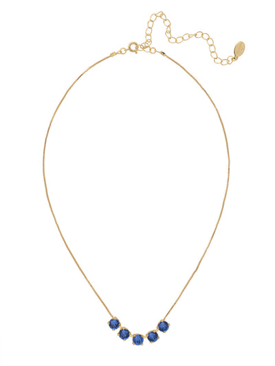 Shaughna Tennis Necklace - NFC84BGSAP - <p>The Shaughna Tennis Necklace features five crystals on a delicate adjustable chain. From Sorrelli's Sapphire collection in our Bright Gold-tone finish.</p>