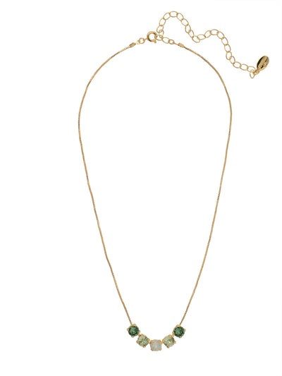 Shaughna Tennis Necklace - NFC84BGSGR - <p>The Shaughna Tennis Necklace features five crystals on a delicate adjustable chain. From Sorrelli's Sage Green collection in our Bright Gold-tone finish.</p>