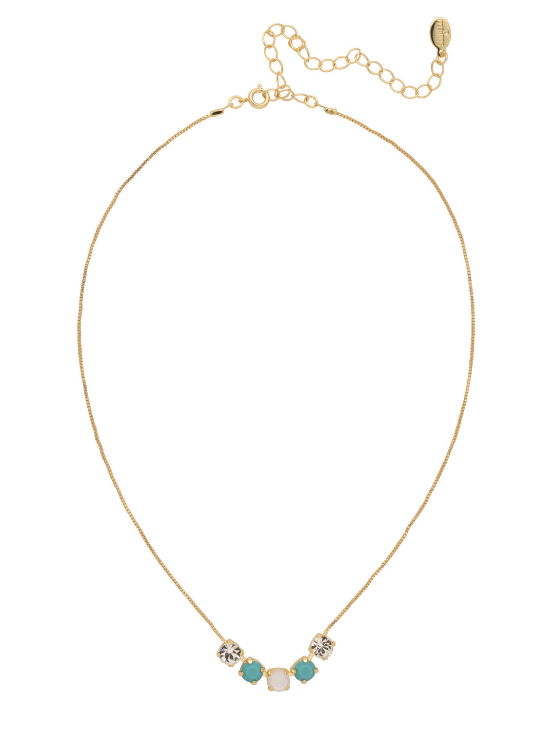 Shaughna Tennis Necklace - NFC84BGSTO - <p>The Shaughna Tennis Necklace features five crystals on a delicate adjustable chain. (16-20 inches) From Sorrelli's Santorini collection in our Bright Gold-tone finish.</p>