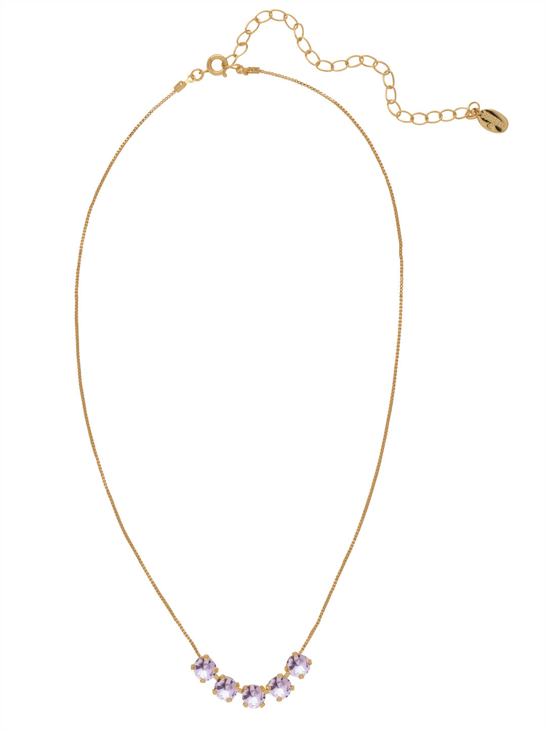 Shaughna Tennis Necklace - NFC84BGVI - <p>The Shaughna Tennis Necklace features five crystals on a delicate adjustable chain. From Sorrelli's Violet collection in our Bright Gold-tone finish.</p>