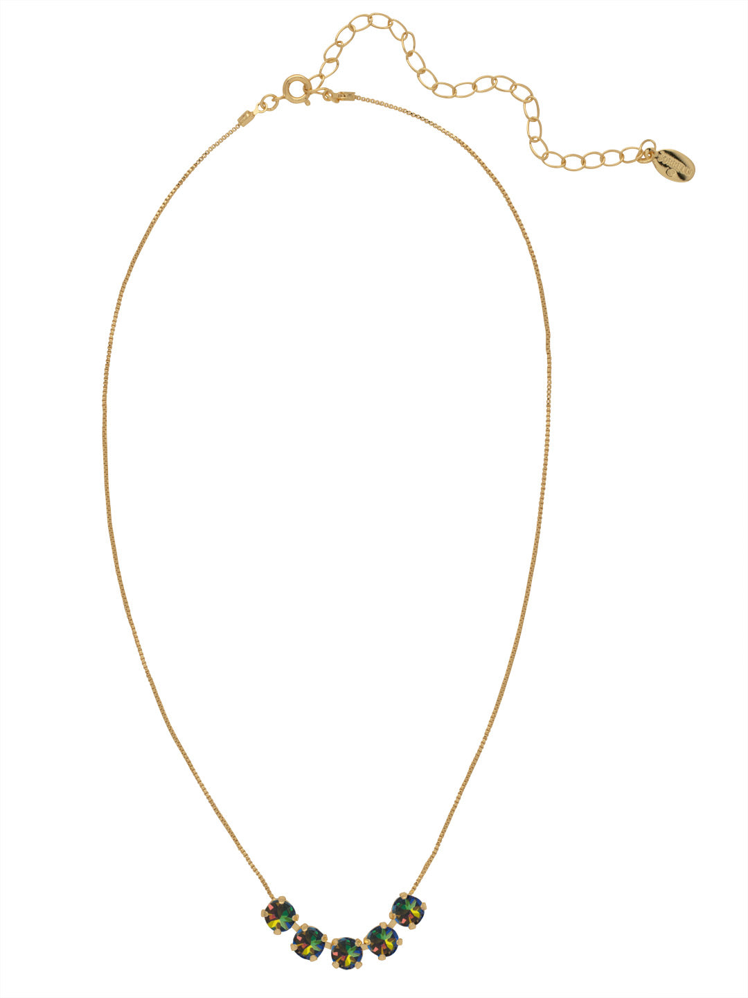 Shaughna Tennis Necklace - NFC84BGVO - <p>The Shaughna Tennis Necklace features five crystals on a delicate adjustable chain. (16-20 inches) From Sorrelli's Volcano collection in our Bright Gold-tone finish.</p>