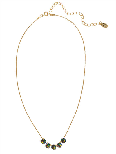 Shaughna Tennis Necklace - NFC84BGVO - <p>The Shaughna Tennis Necklace features five crystals on a delicate adjustable chain. (16-20 inches) From Sorrelli's Volcano collection in our Bright Gold-tone finish.</p>