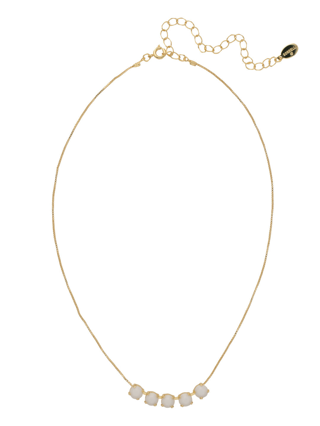 Shaughna Tennis Necklace - NFC84BGWA - <p>The Shaughna Tennis Necklace features five crystals on a delicate adjustable chain. (16-20 inches) From Sorrelli's White Alabaster collection in our Bright Gold-tone finish.</p>