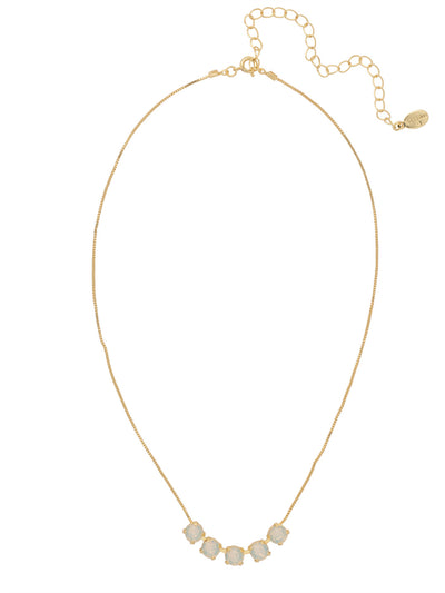 Shaughna Tennis Necklace - NFC84BGWO - <p>The Shaughna Tennis Necklace features five crystals on a delicate adjustable chain. From Sorrelli's White Opal collection in our Bright Gold-tone finish.</p>