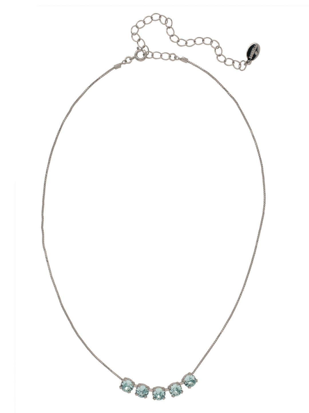 Shaughna Tennis Necklace - NFC84PDAQU - <p>The Shaughna Tennis Necklace features five crystals on a delicate adjustable chain. (16-20 inches) From Sorrelli's Aquamarine collection in our Palladium finish.</p>