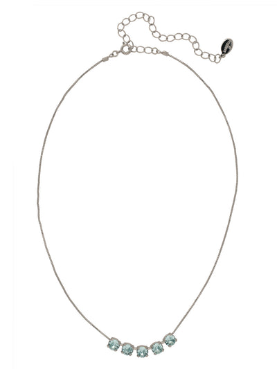Shaughna Tennis Necklace - NFC84PDAQU - <p>The Shaughna Tennis Necklace features five crystals on a delicate adjustable chain. (16-20 inches) From Sorrelli's Aquamarine collection in our Palladium finish.</p>