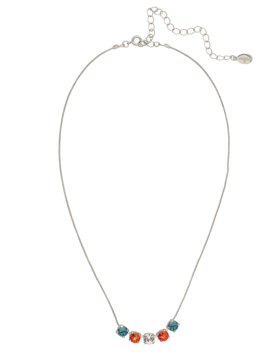 Shaughna Tennis Necklace - NFC84PDBTB - <p>The Shaughna Tennis Necklace features five crystals on a delicate adjustable chain. (16-20 inches) From Sorrelli's Battle Blue collection in our Palladium finish.</p>