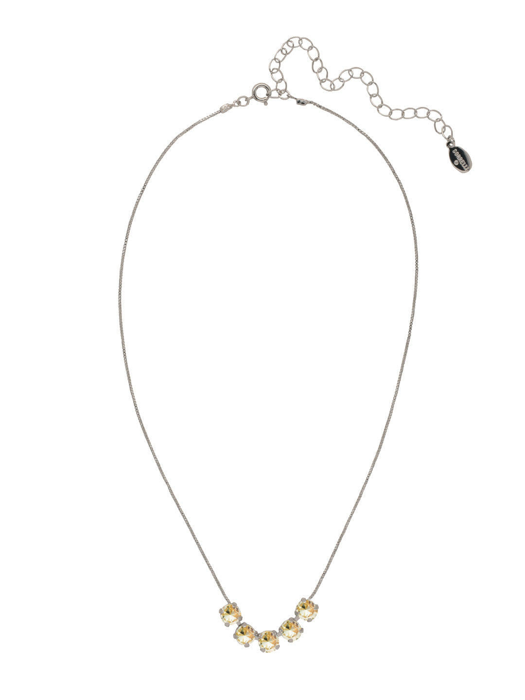 Shaughna Tennis Necklace - NFC84PDCCH - <p>The Shaughna Tennis Necklace features five crystals on a delicate adjustable chain. (16-20 inches) From Sorrelli's Crystal Champagne collection in our Palladium finish.</p>