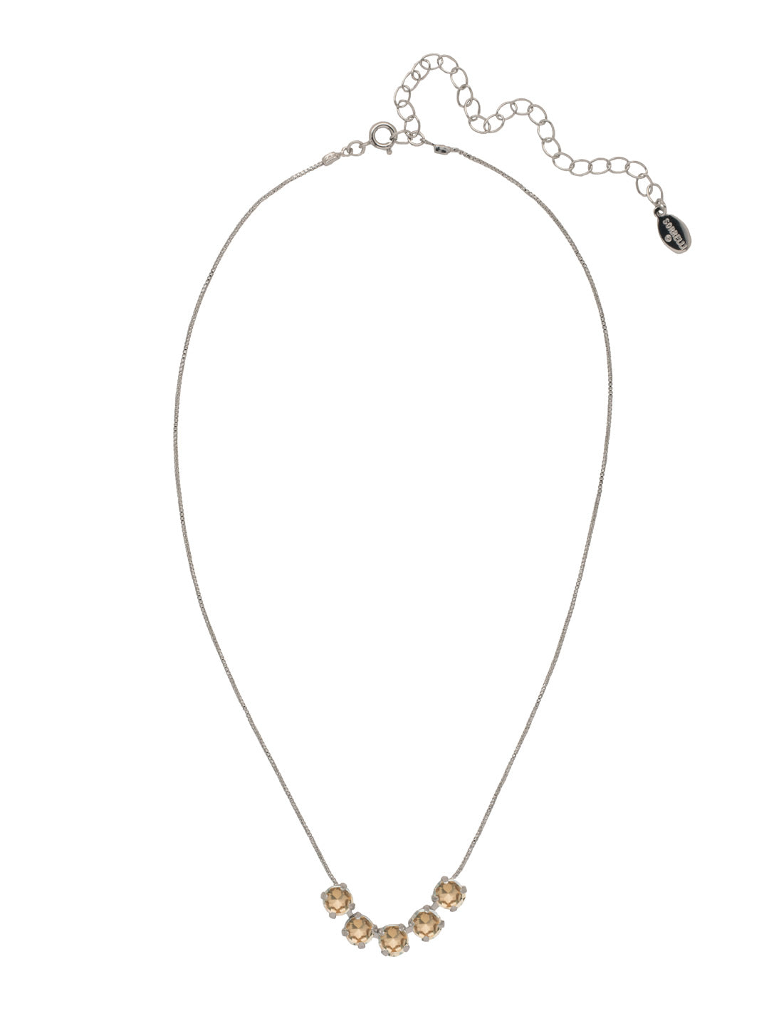 Shaughna Tennis Necklace - NFC84PDDCH - <p>The Shaughna Tennis Necklace features five crystals on a delicate adjustable chain. (16-20 inches) From Sorrelli's Dark Champagne collection in our Palladium finish.</p>