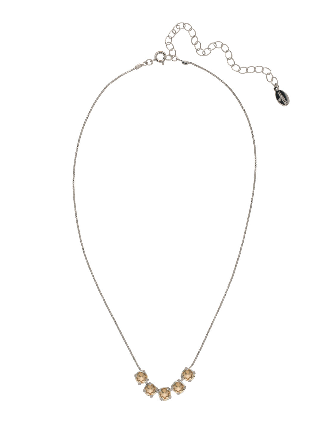 Shaughna Tennis Necklace - NFC84PDDCH - <p>The Shaughna Tennis Necklace features five crystals on a delicate adjustable chain. From Sorrelli's Dark Champagne collection in our Palladium finish.</p>