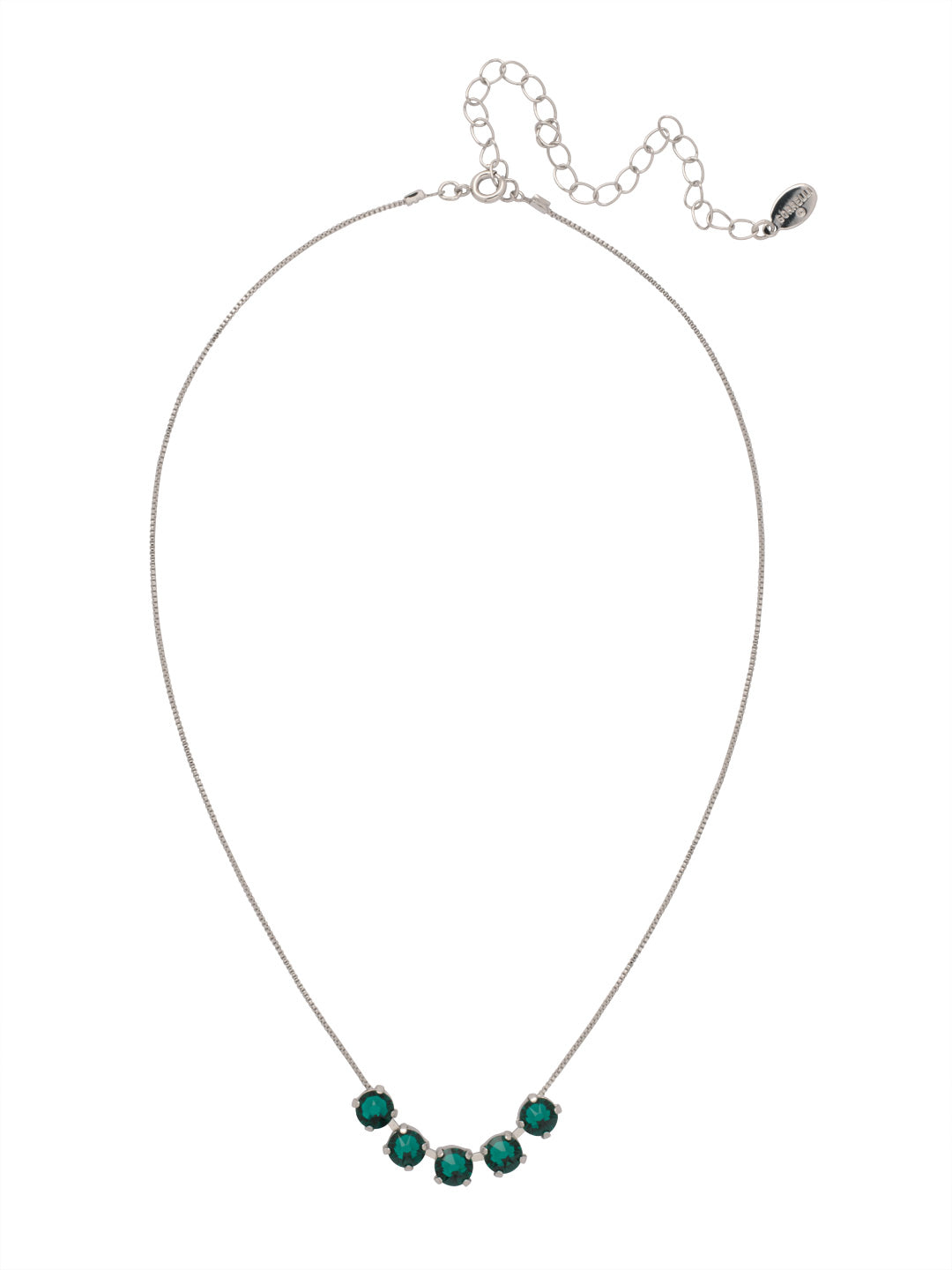 Shaughna Tennis Necklace - NFC84PDEME - <p>The Shaughna Tennis Necklace features five crystals on a delicate adjustable chain. (16-20 inches) From Sorrelli's Emerald collection in our Palladium finish.</p>