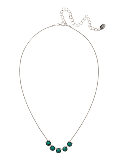 Shaughna Tennis Necklace - NFC84PDEME - <p>The Shaughna Tennis Necklace features five crystals on a delicate adjustable chain. From Sorrelli's Emerald collection in our Palladium finish.</p>