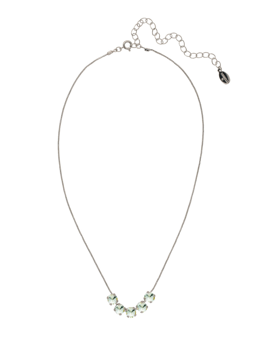 Shaughna Tennis Necklace - NFC84PDMIN - <p>The Shaughna Tennis Necklace features five crystals on a delicate adjustable chain. From Sorrelli's Mint collection in our Palladium finish.</p>