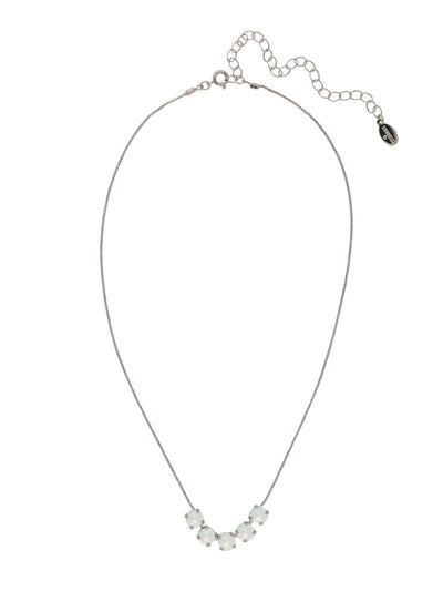 Shaughna Tennis Necklace - NFC84PDWO - <p>The Shaughna Tennis Necklace features five crystals on a delicate adjustable chain. From Sorrelli's White Opal collection in our Palladium finish.</p>
