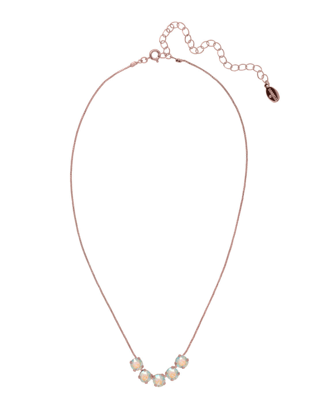 Shaughna Tennis Necklace - NFC84RGCAB - <p>The Shaughna Tennis Necklace features five crystals on a delicate adjustable chain. From Sorrelli's Crystal Aurora Borealis collection in our Rose Gold-tone finish.</p>