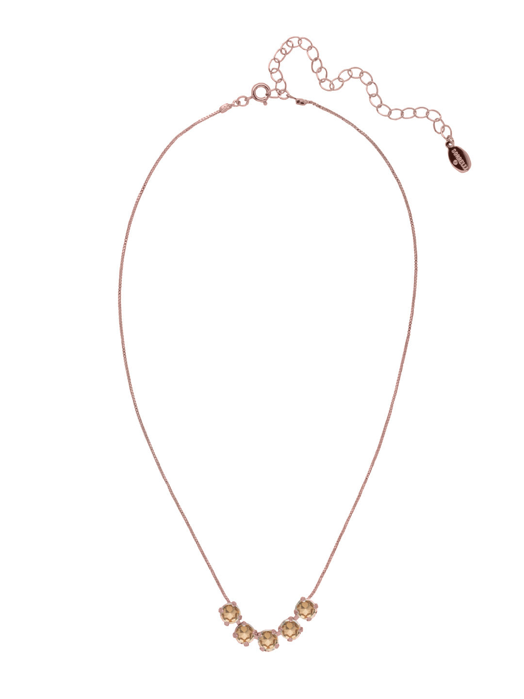 Shaughna Tennis Necklace - NFC84RGDCH - <p>The Shaughna Tennis Necklace features five crystals on a delicate adjustable chain. From Sorrelli's Dark Champagne collection in our Rose Gold-tone finish.</p>