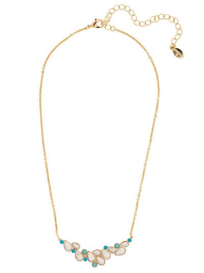 Shelly Tennis Necklace - NFD1BGSTO - <p>The Shelly Tennis Necklace features an assortment of round and pear cut semi-precious stones on a delicate adjustable chain, secured with a lobster claw clasp. From Sorrelli's Santorini collection in our Bright Gold-tone finish.</p>