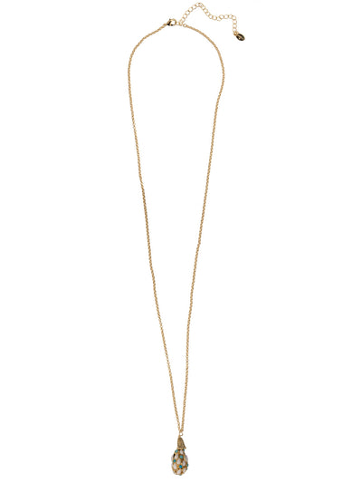 Sunny Long Necklace - NFD2BGSTO - <p>The Sunny Long Necklace features a semi-precious stone studded pendant on a long adjustable chain, secured with a lobster claw clasp. From Sorrelli's Santorini collection in our Bright Gold-tone finish.</p>