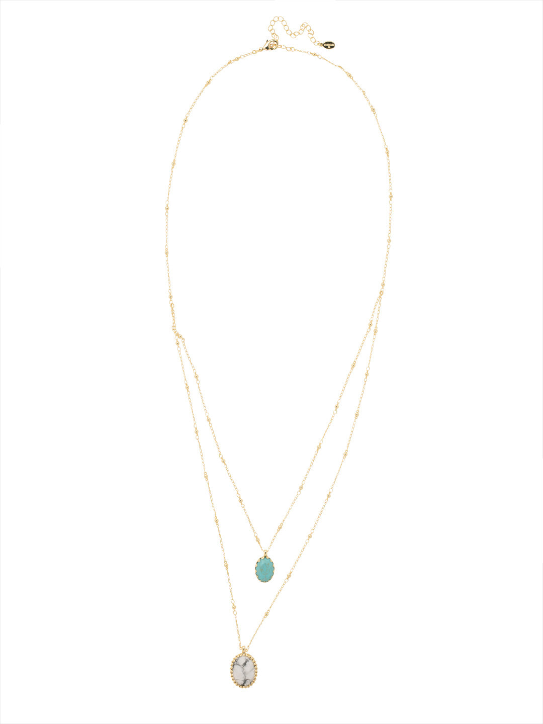 Aubrey Pendant Necklace - NFD44BGSTO - <p>The Aubrey Pendant Necklaces features two chains with semi-precious oval pendants, creating a single effortless layered look. From Sorrelli's Santorini collection in our Bright Gold-tone finish.</p>
