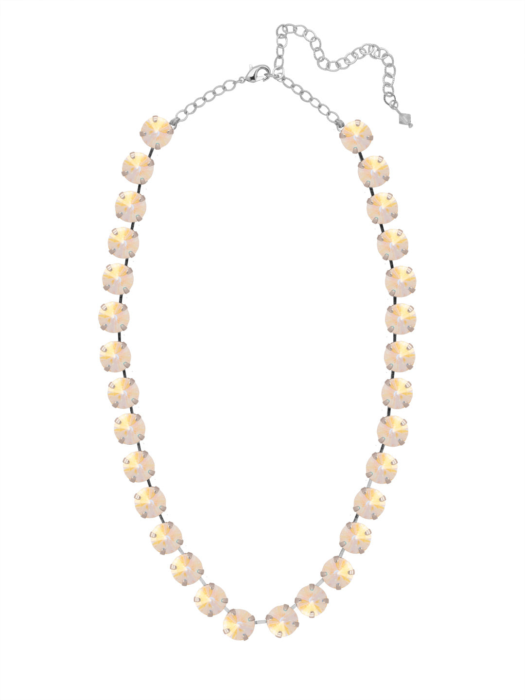 Mara Tennis Necklace - NFD75PDCAB - <p>The Mara Tennis Necklace is a perfect blend of classic elegance and contemporary style! This stunning piece showcases a full line of rivoli cut crystals, instantly drawing attention. (16-20 inches) From Sorrelli's Crystal Aurora Borealis collection in our Palladium finish.</p>