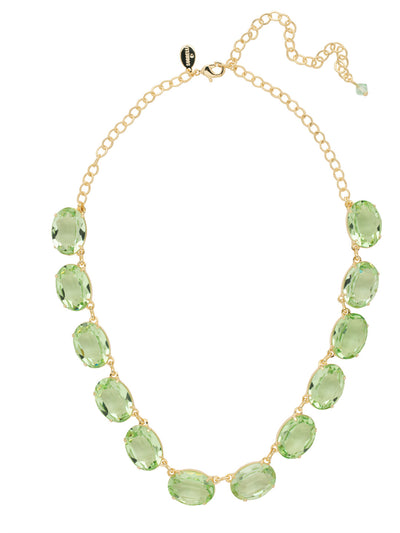 Julianna Oval Statement Necklace - NFD76BGSGR - <p>The Julianna Oval Statement Necklace features a row of open back round candy drop crystals around an adjustable chain, secured with a lobster claw clasp. From Sorrelli's Sage Green collection in our Bright Gold-tone finish.</p>
