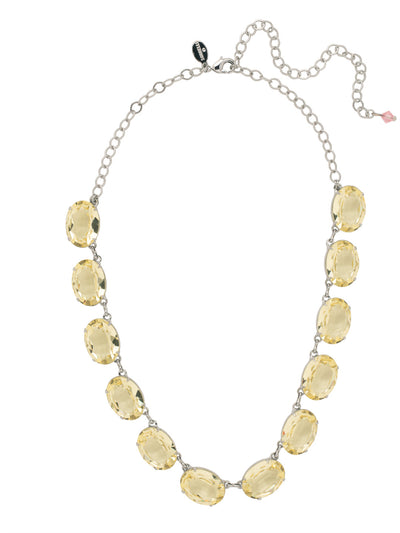 Julianna Oval Statement Necklace - NFD76PDPPN - <p>The Julianna Oval Statement Necklace features a row of open back round candy drop crystals around an adjustable chain, secured with a lobster claw clasp. From Sorrelli's Pink Pineapple collection in our Palladium finish.</p>