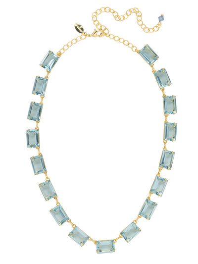Julianna Mini Emerald Cut Statement Necklace - NFD78BGLTS - <p>The Julianna Mini Cut Statement Necklace features a row of emerald cut candy drop crystals around an adjustable chain, secured with a lobster claw clasp. From Sorrelli's Light Sapphire collection in our Bright Gold-tone finish.</p>
