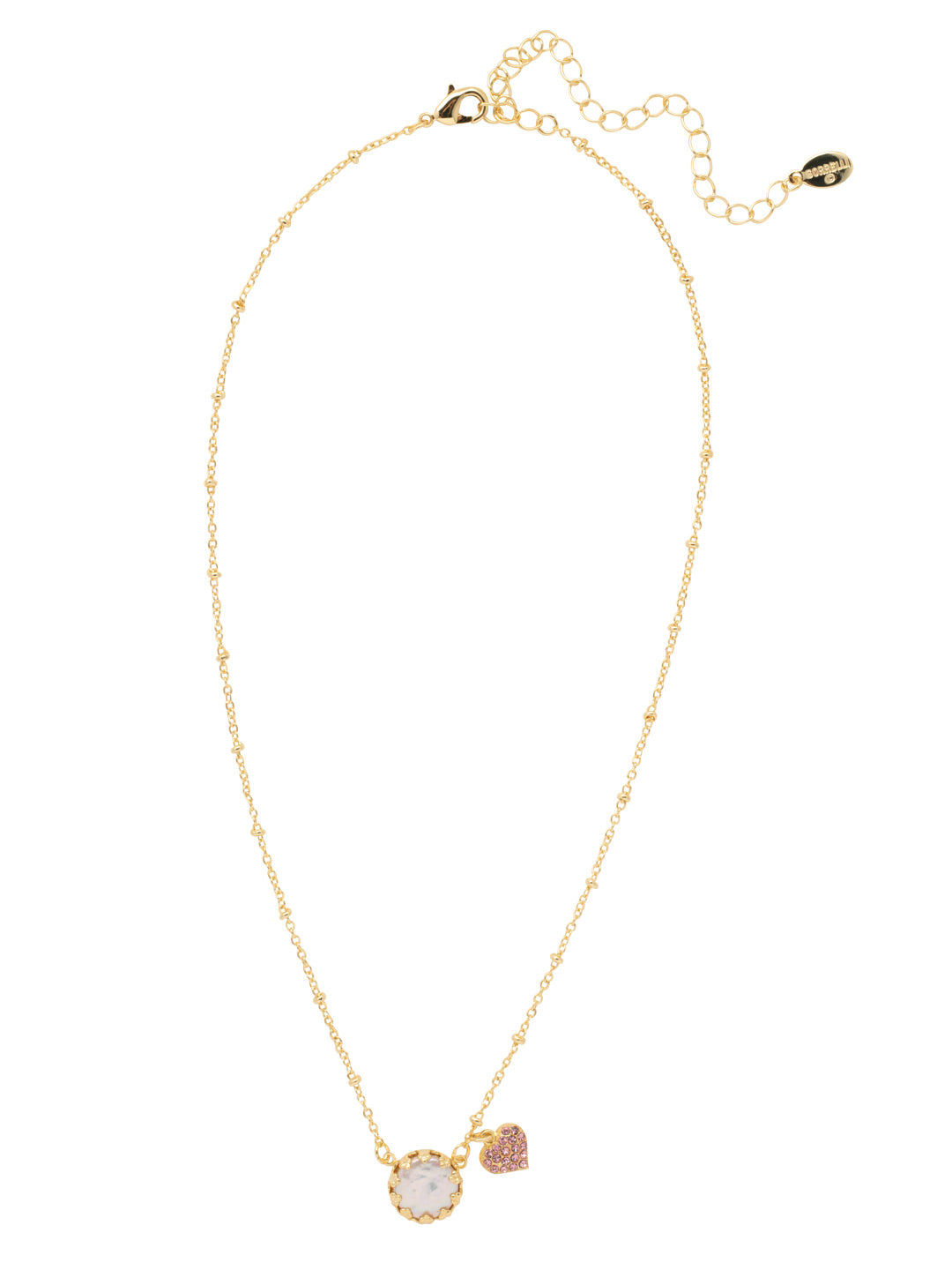 Isabella Heart Pendant Necklace - NFD79BGFSK - <p>The Isabella Heart Pendant Necklace features a freshwater pearl nestled in a ruffle bezel and a single mini pave heart charm dangling on a thin adjustable chain, secured with a lobster claw clasp. From Sorrelli's First Kiss collection in our Bright Gold-tone finish.</p>