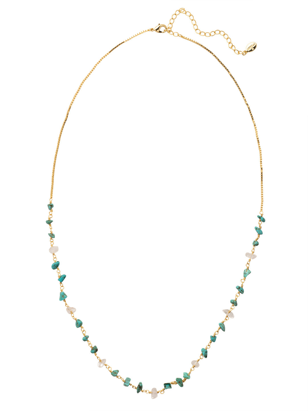 Carol Long Necklace - NFD7BGSTO - <p>The Carol Long Necklace features semi-precious stones and clear crystal rock chips, on an adjustable chain secured by a lobster claw clasp. From Sorrelli's Santorini collection in our Bright Gold-tone finish.</p>