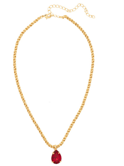 Eileen Pendant Necklace - NFF10BGFIS - <p>The Eileen Pendant Necklace features a single pear cut candy gem on an adjustable rope chain, secured by a lobster claw clasp. From Sorrelli's Fireside collection in our Bright Gold-tone finish.</p>