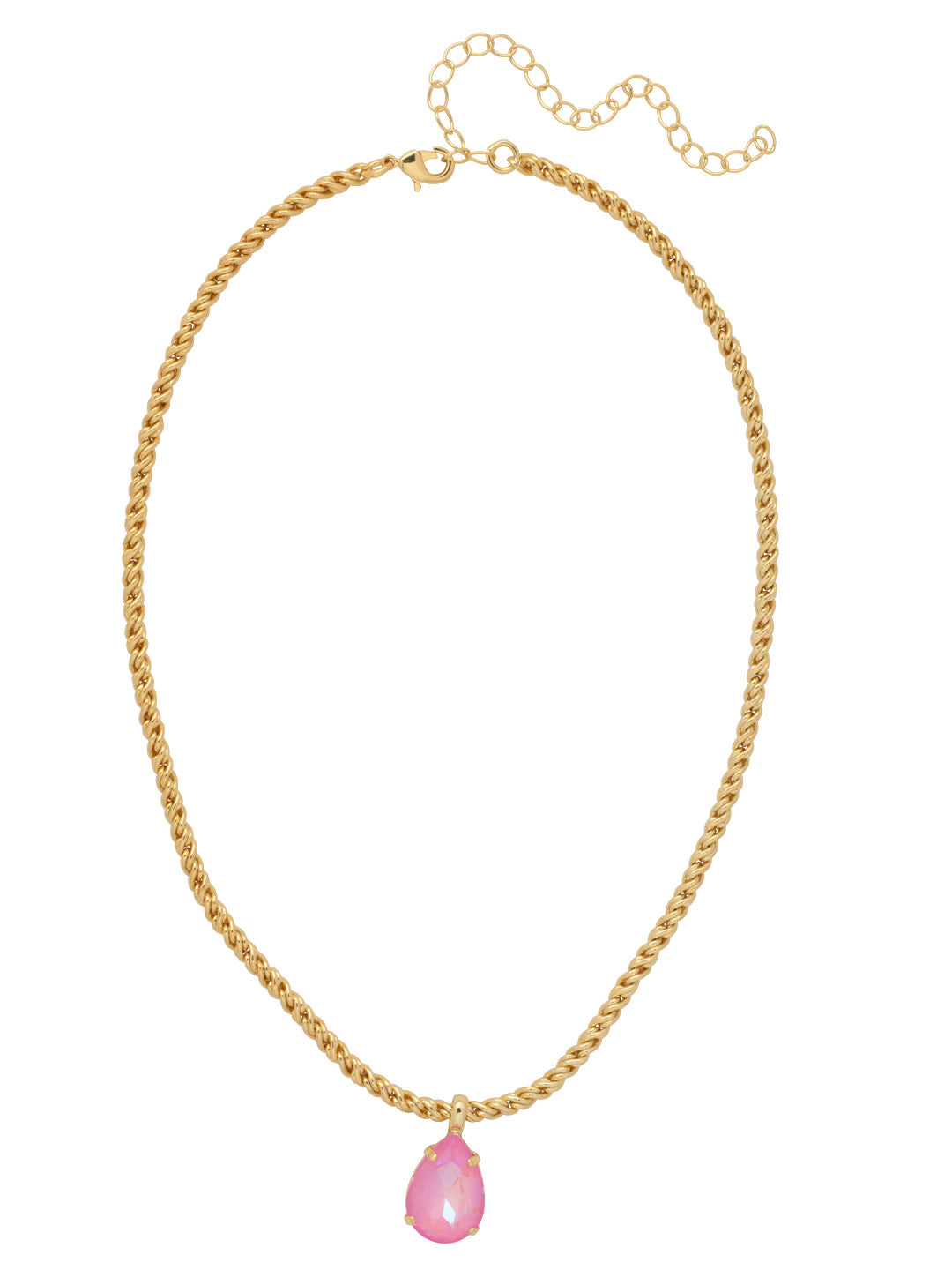 Eileen Pendant Necklace - NFF10BGLRD - <p>The Eileen Pendant Necklace features a single pear cut candy gem on an adjustable rope chain, secured by a lobster claw clasp. From Sorrelli's Light Rose Delite collection in our Bright Gold-tone finish.</p>