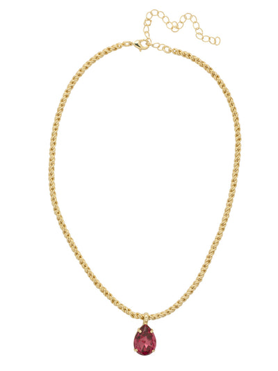 Eileen Pendant Necklace - NFF10BGRO - <p>The Eileen Pendant Necklace features a single pear cut candy gem on an adjustable rope chain, secured by a lobster claw clasp. From Sorrelli's Rose collection in our Bright Gold-tone finish.</p>