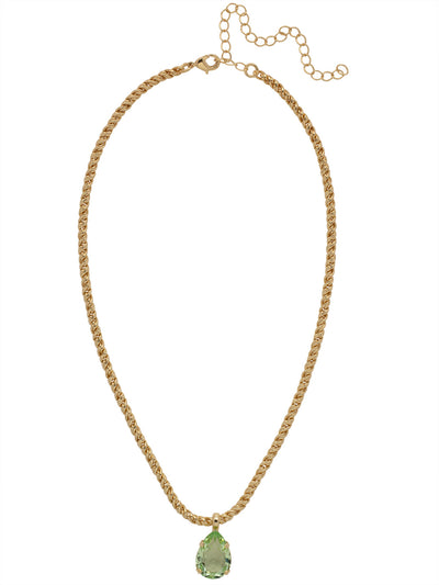 Eileen Pendant Necklace - NFF10BGSGR - <p>The Eileen Pendant Necklace features a single pear cut candy gem on an adjustable rope chain, secured by a lobster claw clasp. From Sorrelli's Sage Green collection in our Bright Gold-tone finish.</p>