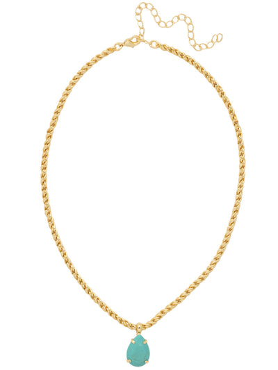 Eileen Pendant Necklace - NFF10BGTQ - <p>The Eileen Pendant Necklace features a single pear cut candy gem on an adjustable rope chain, secured by a lobster claw clasp. From Sorrelli's Turquoise collection in our Bright Gold-tone finish.</p>