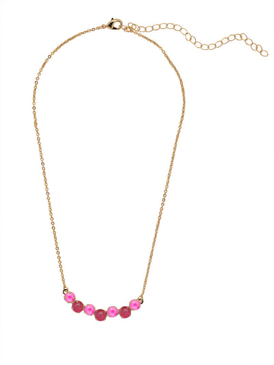Xena Tennis Necklace - NFF1BGETP - <p>The Xena Tennis Necklace features a row of small round cut crystals and semi-precious stones on an adjustable chain, secured by a lobster claw clasp. From Sorrelli's Electric Pink collection in our Bright Gold-tone finish.</p>
